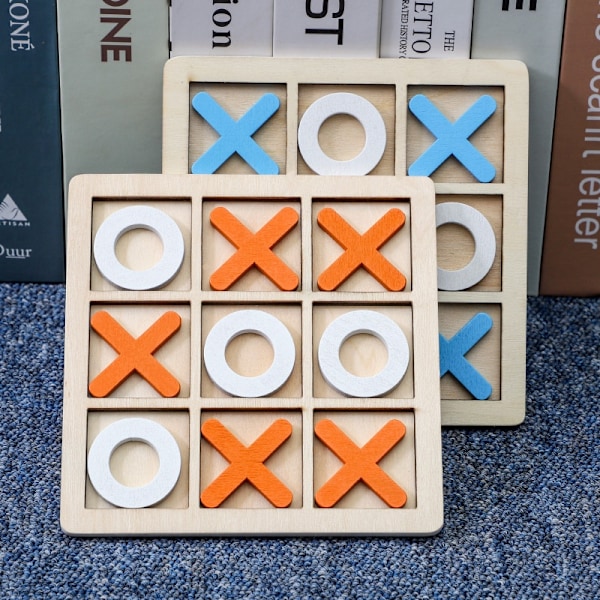 Tic Tac Toe-spill i massivt tre - perfekt for familiehygge og hageunderholdning Orange Orange