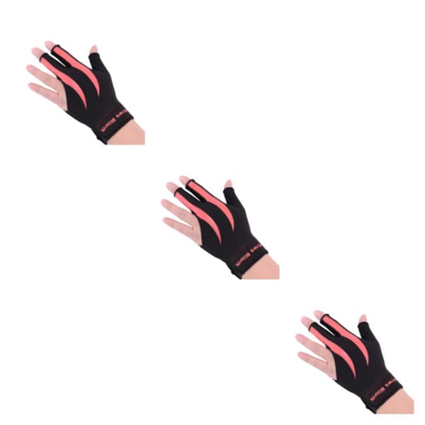 [LCS]1/2/3 Venstrehånds Snooker Billardhandske Gave Lavet af Elastisk Pink Sort 3PCS Pink Black