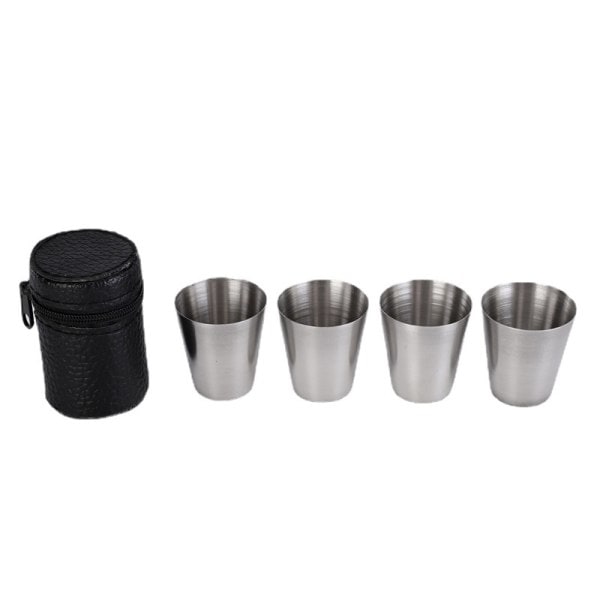 4 stk. 30ml Tykke Utendørs Vin Glass Rustfritt Stål Krus Praktisk Kald Drikke Kopp Enkelt Hvitvinsglass