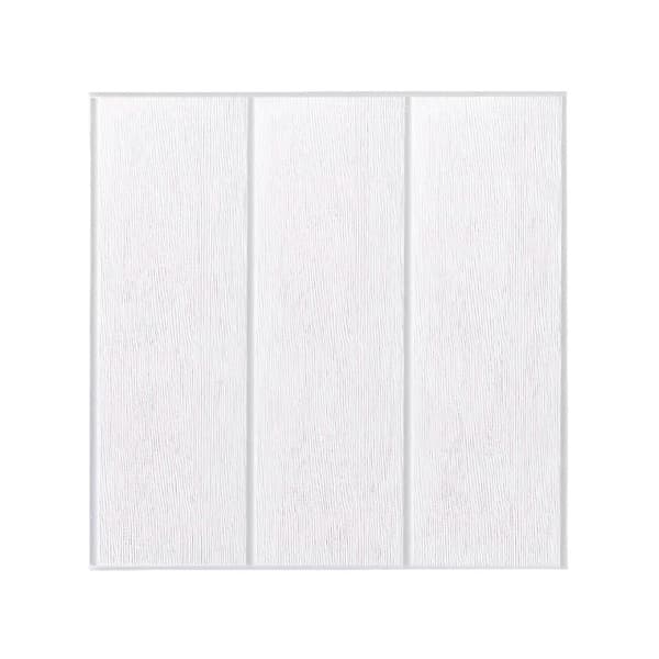 Skum Grå Träskiva Skala och Fäst 3D Väggpanel 35 × 35 cm Vattentät Flyttbar Hem Kök Badrum Off white