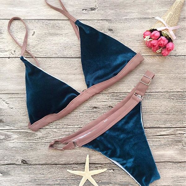 Sexig Dam Bikini Baddräkt Vadderad BH Badkläder Strandkläder Bandage Baddräkt Trikini Set M