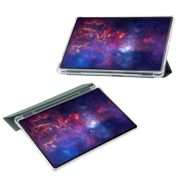 3-foldet klart akryl læder tablet etui Deep Green For Samsung Galaxy Tab S9+