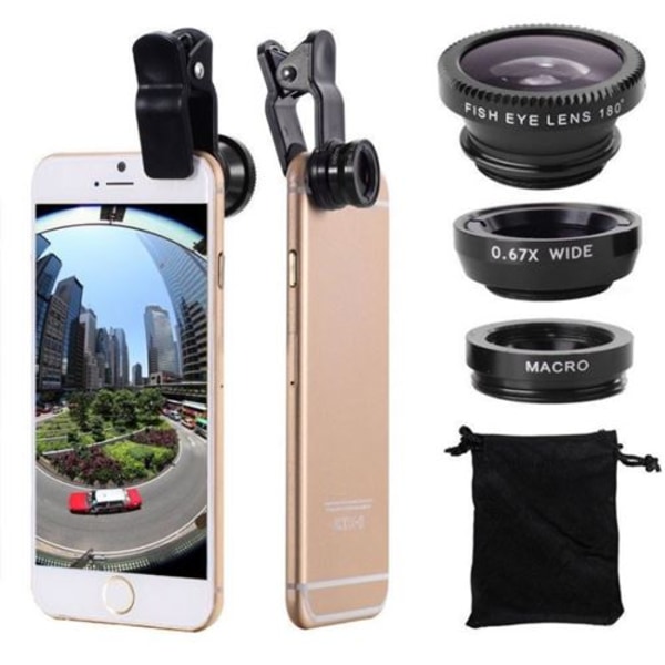 3 i 1 Clip-on Linse til SAMSUNG Galaxy S7 Universal Smartphone Ma
