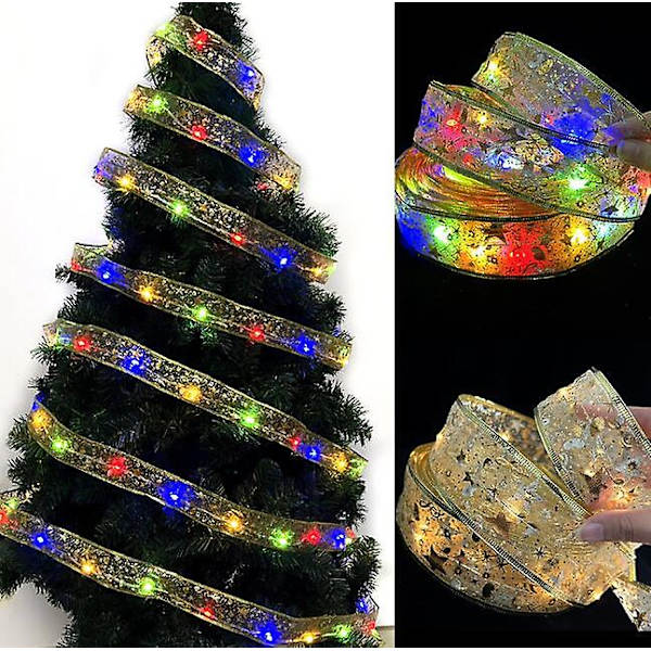 Kiiltävät nauhavalot, 5m LED-nauha jouluvalosarja gold and color lamp