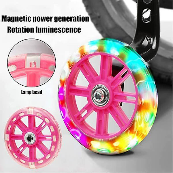 LED Blinkande Cykel Stödhjul Stabilisatorer Kit Pink