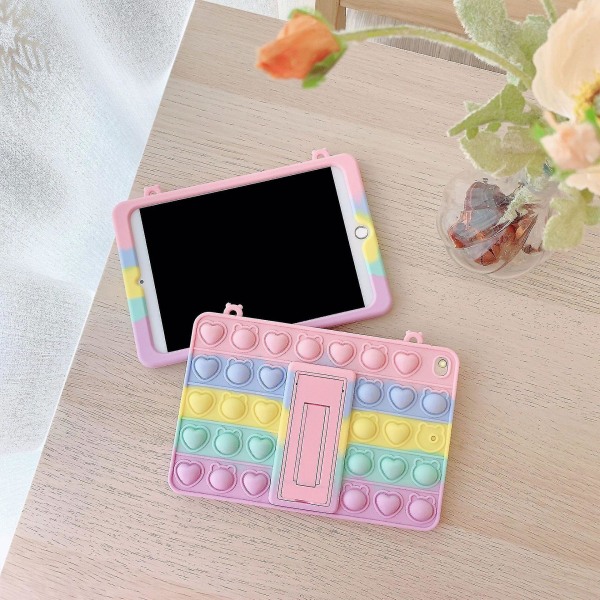 Pop-it Push Bubble Fidget Leksak Silikon Sött Fodral För Ipad Med Snodd & Hänge pro11