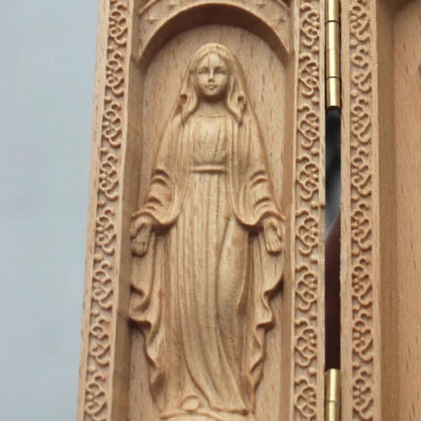 Triptykon Statue Ornament Religiøs Figur Skulptur til Soveværelse Udendørs Hjem