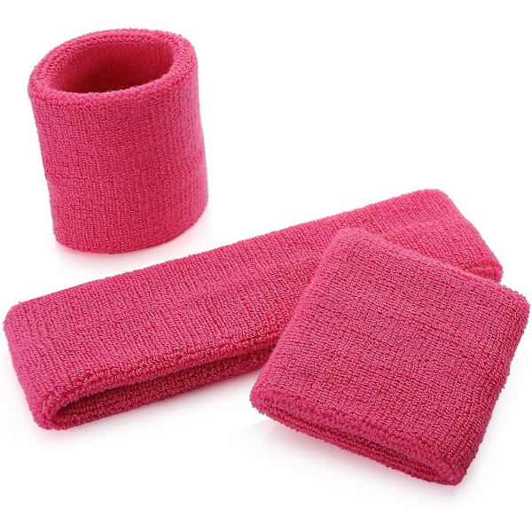 [LCS] Sports Svetteabsorberende Armbånd i Bomull Rose red