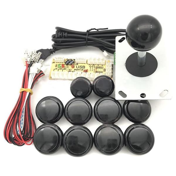 [LCS]Arkadeknapper Spil USB-encoder PC Joystick Controller DIY-sæt Kompatibel med Mame Jamma-spil Black