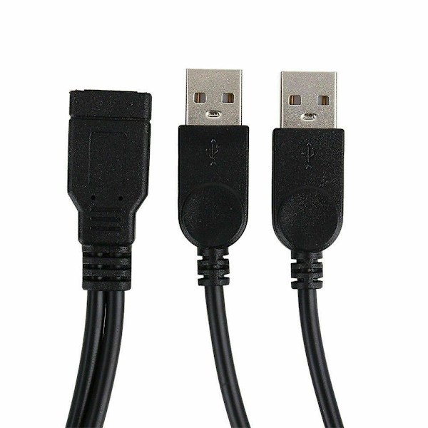 USB 2.0 Hunn Til 2 Dobbel USB Hann Strømadapter Y Splitter Kabel Ledning Kobling