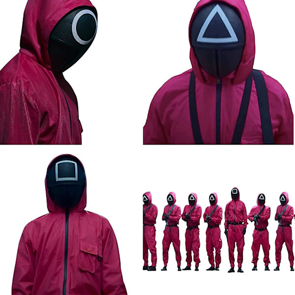 Tv Squid Game Sort Maske Cosplay Runde Seks Firkant Cirkel Trekant Hjelm Masker Halloween Fest Rekvisitter