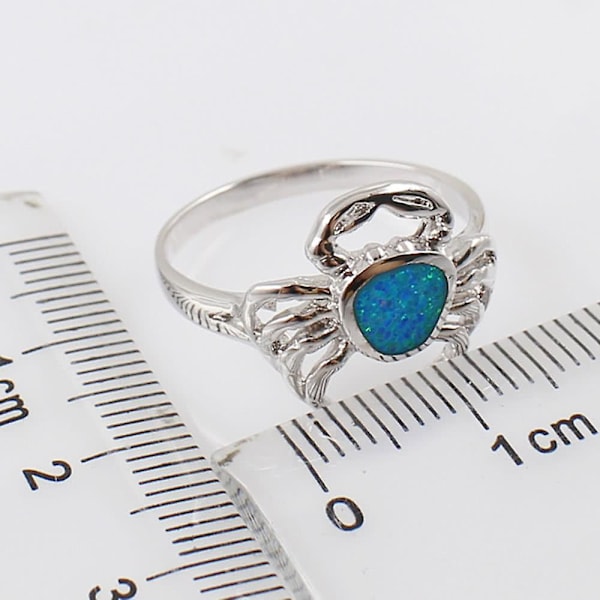 Opal Härlig Krabba Mönster Ring US 6