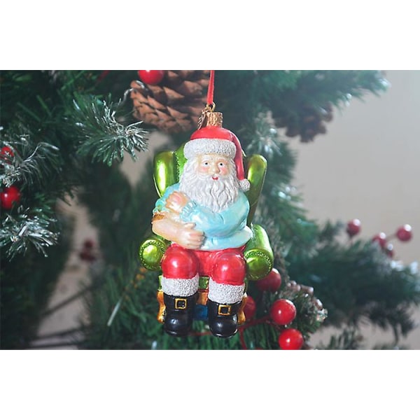 Julgransprydnader: Sortiment av jultomtar, munblåsta glasornament för julgranen SET1