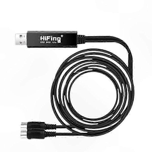 [LCS] 5-PIN DIN MIDI til USB Interface Adapter med kabel til PC og bærbar forbindelse Black