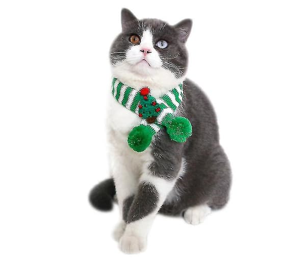Julstickad randig halsduk för husdjur Katt Hund Vinter Husdjurskostym M