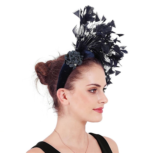Dame Svart Fjær Hodebånd Fascinator For Maskerade Karneval Party
