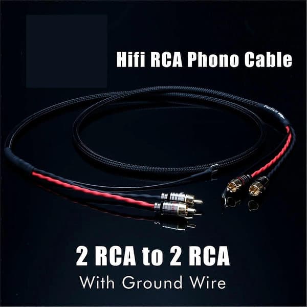 Hifi Phono-kabel med jordledning for platespiller