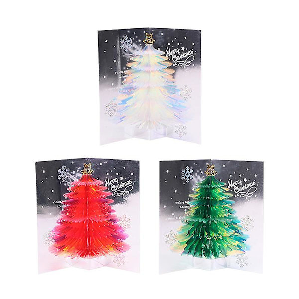 3 stk. Glitter Juletre 3D Pop-up Gratulasjonskort God Jul Gratulasjonskort Gave Til Barn