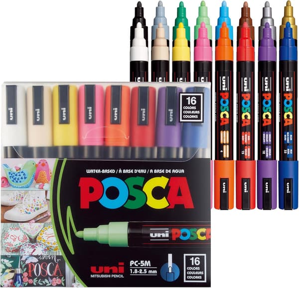 [LCS] POSCA 8-farvet farvemarkørsæt, PC-5M Medium Extended Range