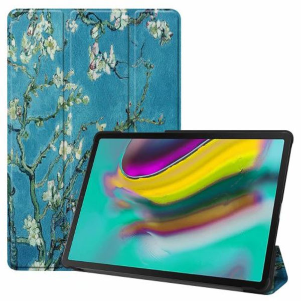 WISETONY? Blommönster Tri-Fold PU-fodral med Ställ Kompatibel med din S