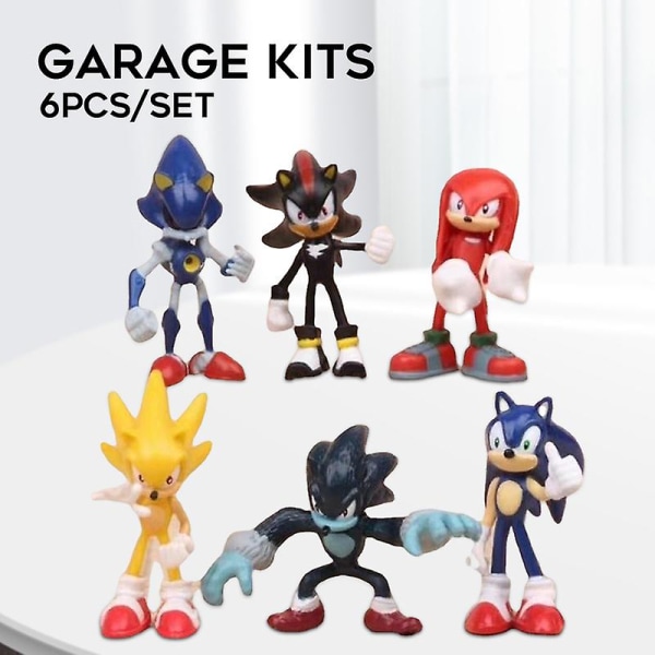 6st/ set Sonic The Hedgehog Söt figurleksak Anime Pvc Actionfigurleksakssamling för modell