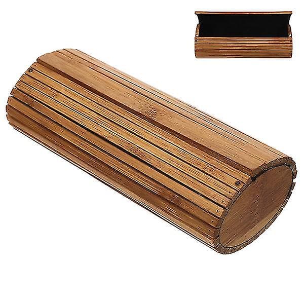 [LCS] Bruddsikker solid bambusbrilleboks Bærbar håndlaget oval solbrilleholder