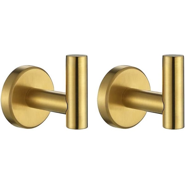 Svart handdukskrok för badrum, klädkrok för badrum, kök, garage, väggmonterad (2-pack) Gold