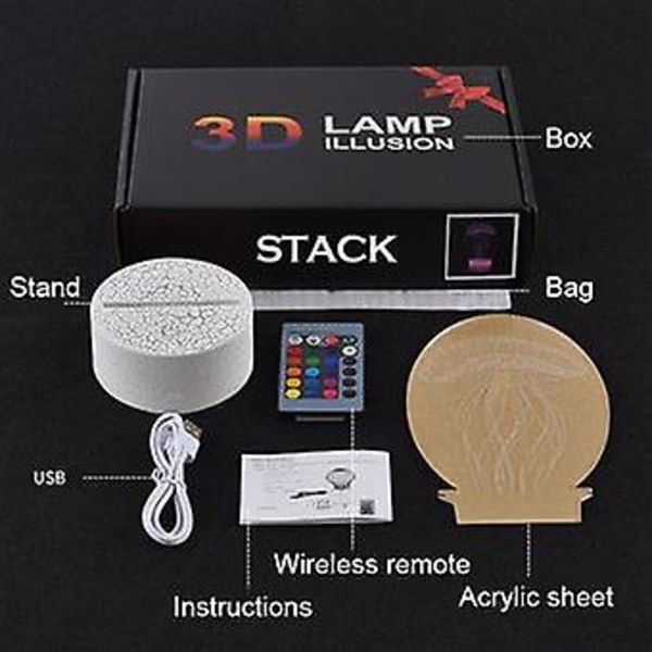 3D Touch-lampa Nattlampor för barn 7 färger med fjärrkontroll - A