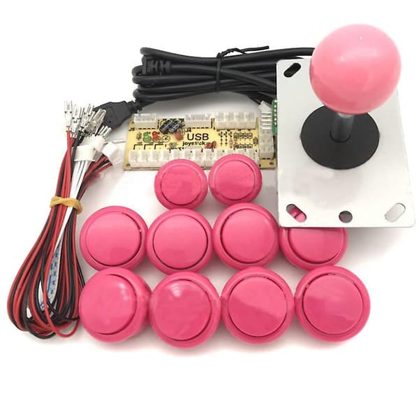 [LCS]Arkadeknapper Spil USB-encoder PC Joystick Controller DIY-sæt Kompatibel med Mame Jamma-spil Pink