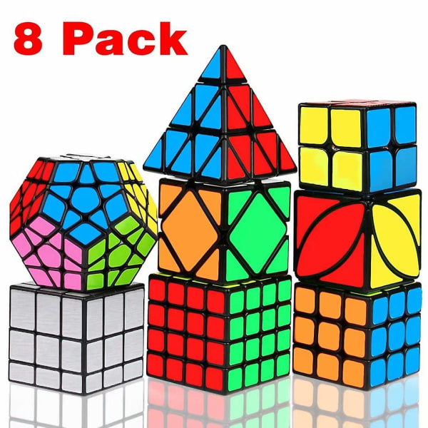 Speed ​​Cube Set, Magic Cube Bundle 2x2 3x3 4x4 Pyramid - Toy Puzzle Cube- Set om 8