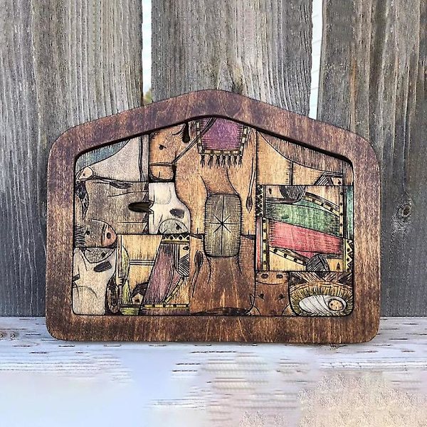 Jesuspussel i trä Julkrubba med träbränd design Heminredningsaccessoarer för barn