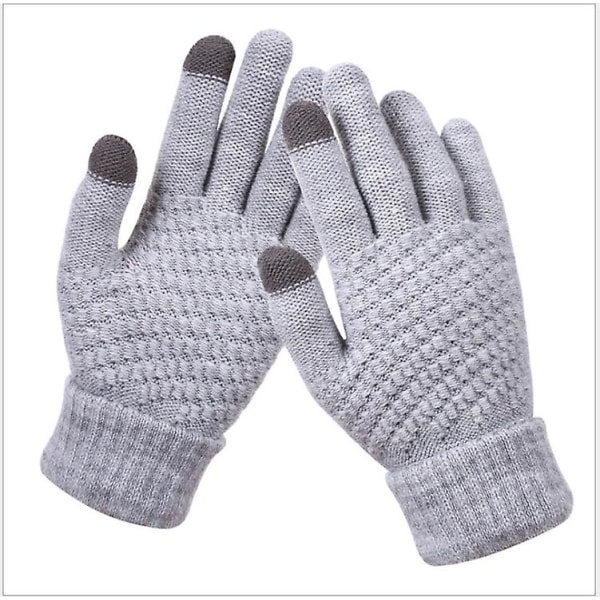 Vinterhandskar Plus Sammetsförtjockning Kvinnor Härliga stickade handskar grey