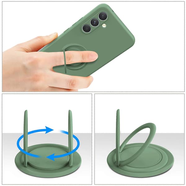 Til Samsung Galaxy A17 5G silikondeksel med stroppringstativ telefondeksel himmelblå