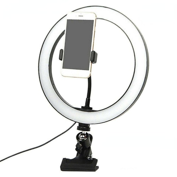 Led Ring Light Dimbar Belysning W/ Clip Clamp On Desktop Sängbordsmonitor St