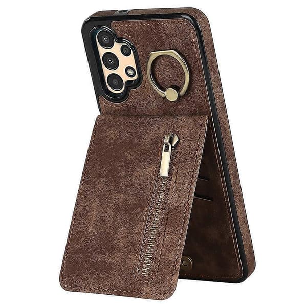 För Samsung Galaxy A13 5G/A13 4G RFID-blockerande stativfodral Retro PU+TPU Plånboksfodral Multicolor Brown