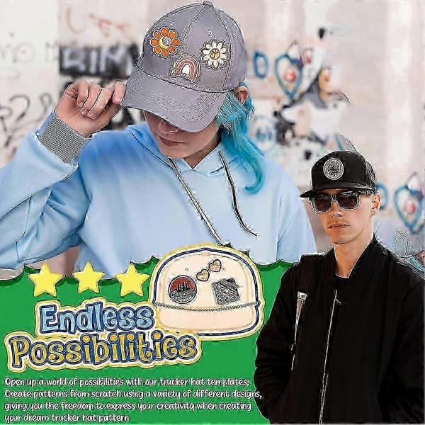 6 stk. lastebilhattmalpalett, trebaseballcapdesignbrett kompatible med lastebilhattmerker og -oppsett