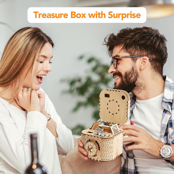 Mekaaninen vaihde 3D puinen palapeli askartelulelu joululahja yhteensopiva aikuisille hänelle hänelle 14+, tee-se-itse mallinrakennussarjat Treasure Box