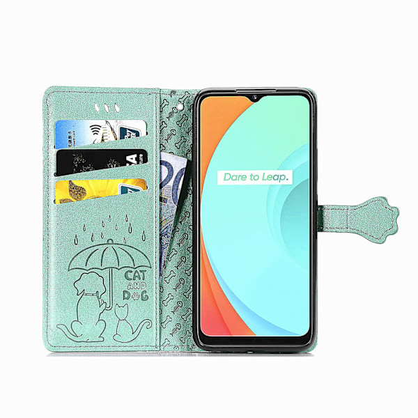Etui til Realme C11 Flip Lommebok Preget Deksel Etui Housse Cat D