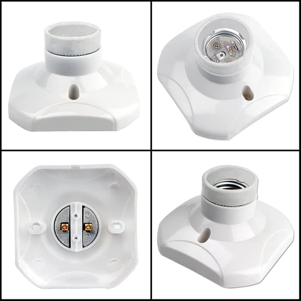 [LCS] E27 Ceiling Socket with Screw, E27 Garage Socket, AC 220-240V, LED Lamp Holder, White Plastic Lamps, 4-Pack 4pc