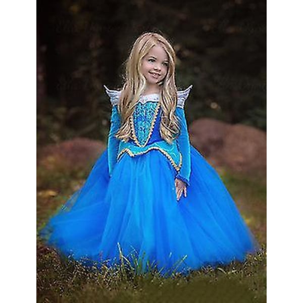 Prinsessklänning Regnbåge Tyllklänning Födelsedag Barnkläder blue 120cm