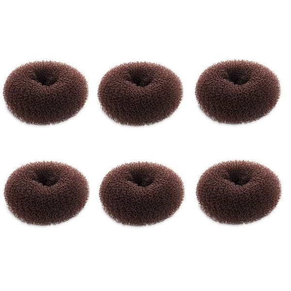 Extra Små Hårknutsformare för Barn, 6 st Mini Donutformare för Hår (Liten Storlek 5cm, Mörkbrun)