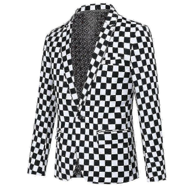 Firkantet blazer til mænd i sort og hvid Black and White M