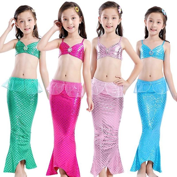 Baddräkt för flickor sjöjungfru barns delade badkläder awo92549 Green 150cm