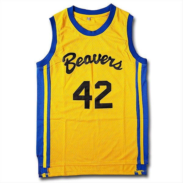 Miesten Teen Wolf #42 Howard Moive Beacon Beavers Koripallopaita Keltainen Amerikkalainen Elokuva Ulkoilupaita XL