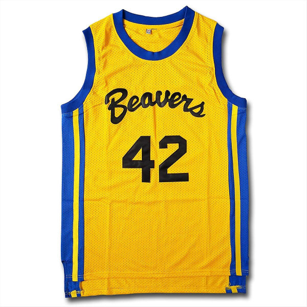 Teen Wolf #42 Howard Moive Beacon Beavers Baskettröja Gul American Film Outdoor Sport Shirt L