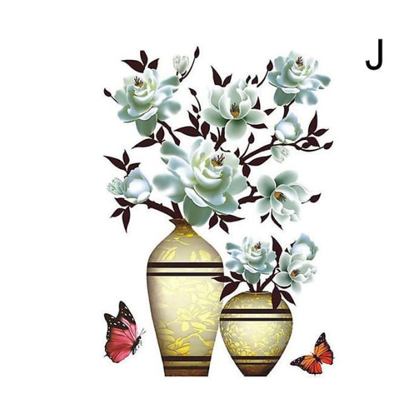 Gör självhäftande växtvas 3d stereoklistermärken Självhäftande vägg Kylskåp dekoration Vattentät J