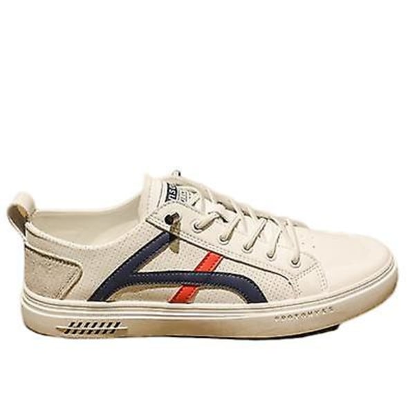 Andningsbara ihåliga vardagssneakers tunna sportiga trendiga herrskor White blue red 40