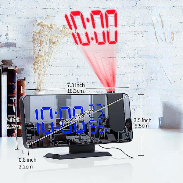 Usb Väckning Fm Radio Tid Projektor Snooze Led Digital Väckarklocka Klocka Bord Elektroniska Skrivbordsklockor Gold