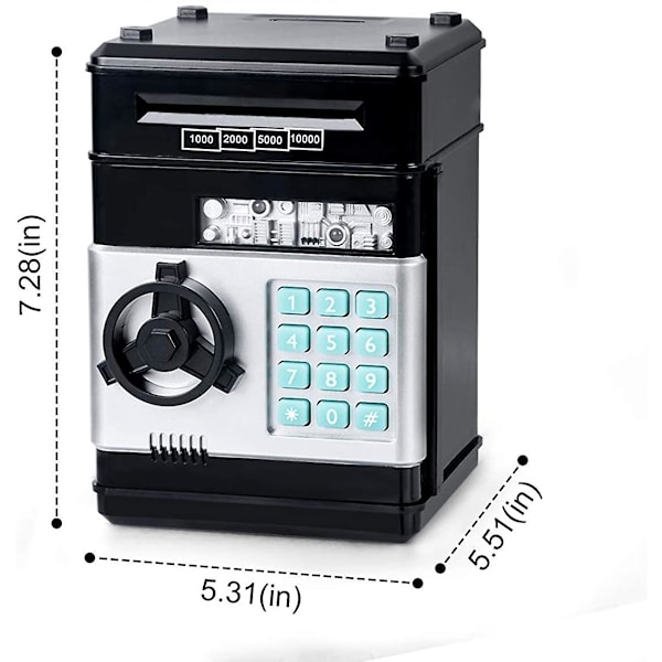 Spargris Automatisk Mynt Sedel Sparbössa Barn Present Elektronisk Lösenords Sparbössa Kod Nyckel Lås Black