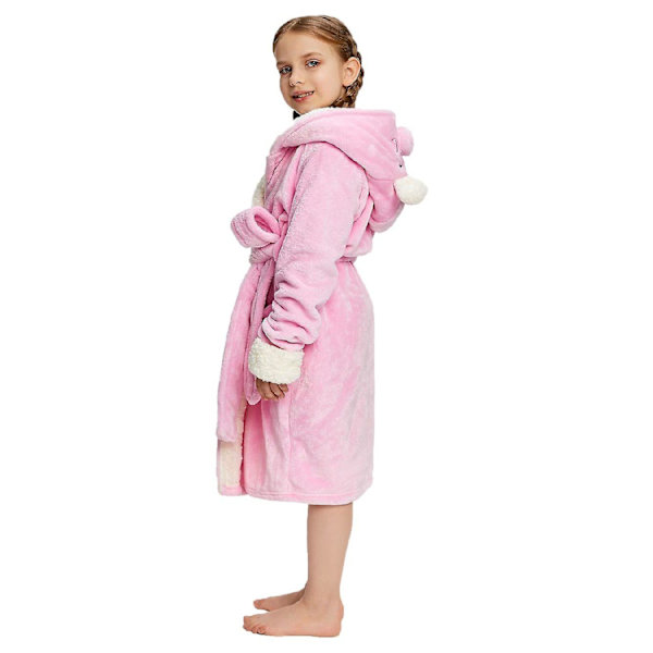 Reedca Flickor Enhörning Morgonrock Mjuk Badrock med Huva Sovkläder Loungewear Presenter Till Flickor Småbarn Barn Sherpa Rosa Gris 5-7 Years